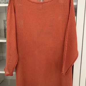 Cynthia Ashby Oversized Long Sleeve Mesh Top Sweater sz S